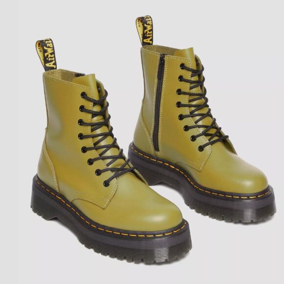 Dr. Martens Jadon Smooth Leather Platform Boots ANTIQUE OLIVE Women's 6 Men's 5 - Picture 1 of 8